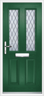 2 Panel 2 Glazed Diamond Lead Composite Front Door Green