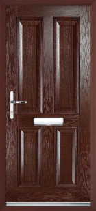 4 Panel Composite Front Door, Rosewood