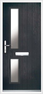 2 Rectangle Glazed Composite Front Door Black