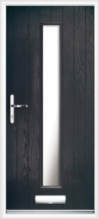 1 Long Rectangle Glazed Composite Front Door Black