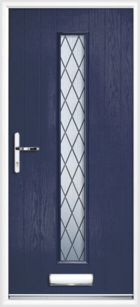 1 Long Rectangle Glazed Diamond Composite Front Door Blue